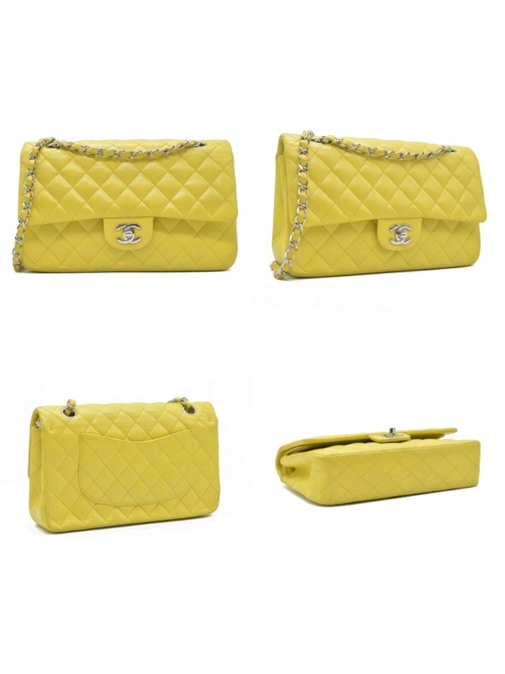 $11300 2010 Chanel Lambskin Quilted Medium Double Flap Yellow - Picture 3 of 10